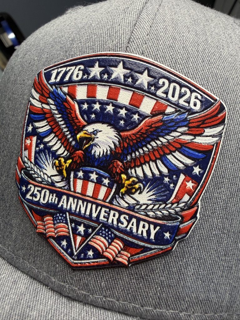 250th Anniversary patriotic eagle patch hat by All Phase Laser