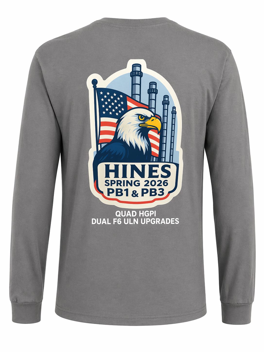 HINES 2026 custom long sleeve shirt with eagle and American flag design