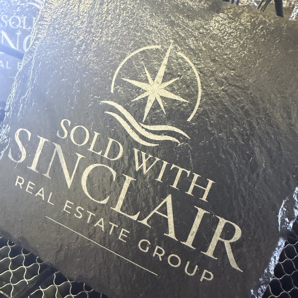 Engraved slate closing gift branded for Sinclair Real Estate Group